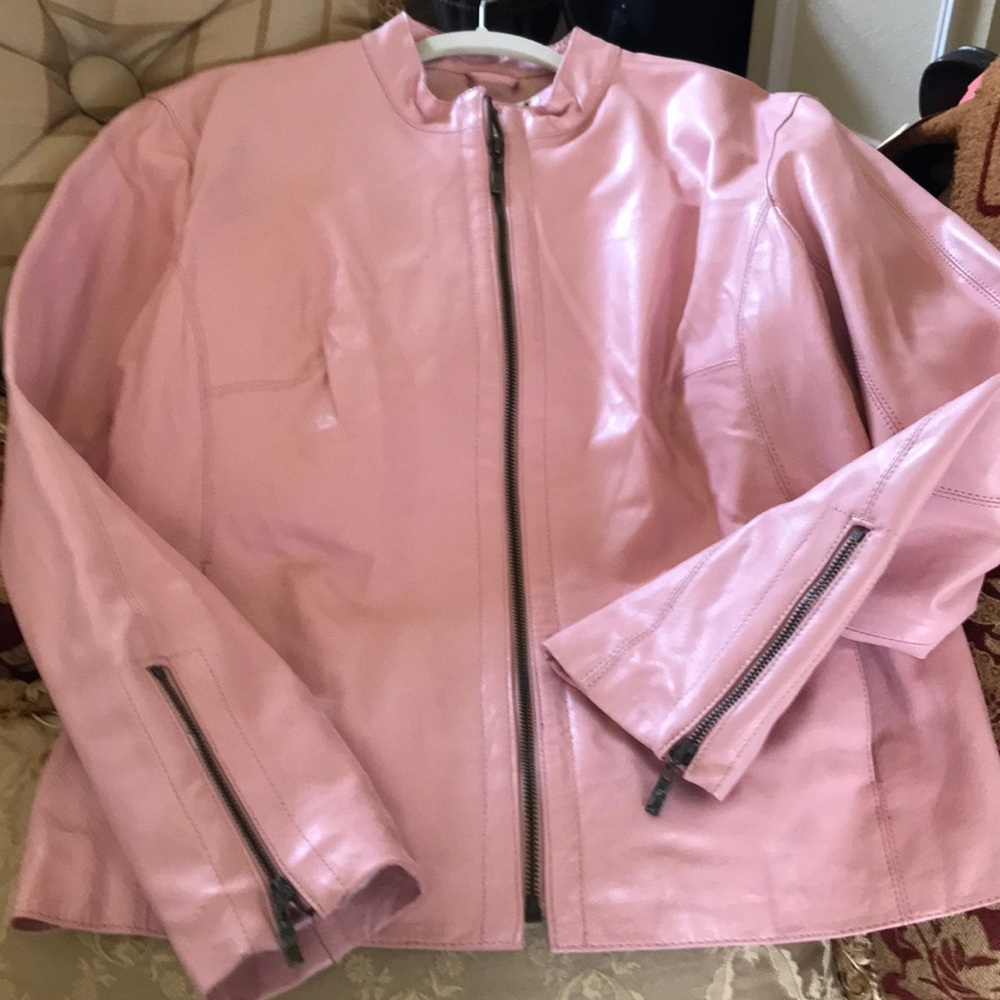 Pink leather jacket